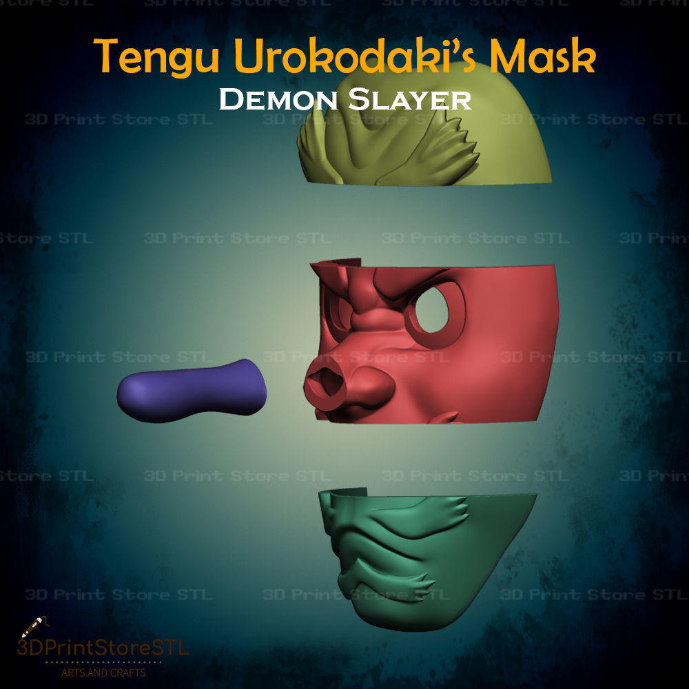 Sakonji Urokodaki Mask Cosplay Demon Slayer  - STL File 3D print model_6