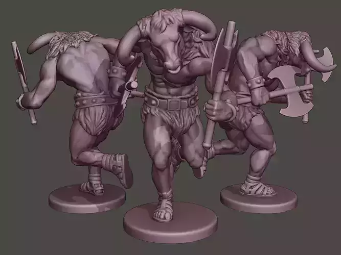Minotaur Warrior Running two Axes 3D print model