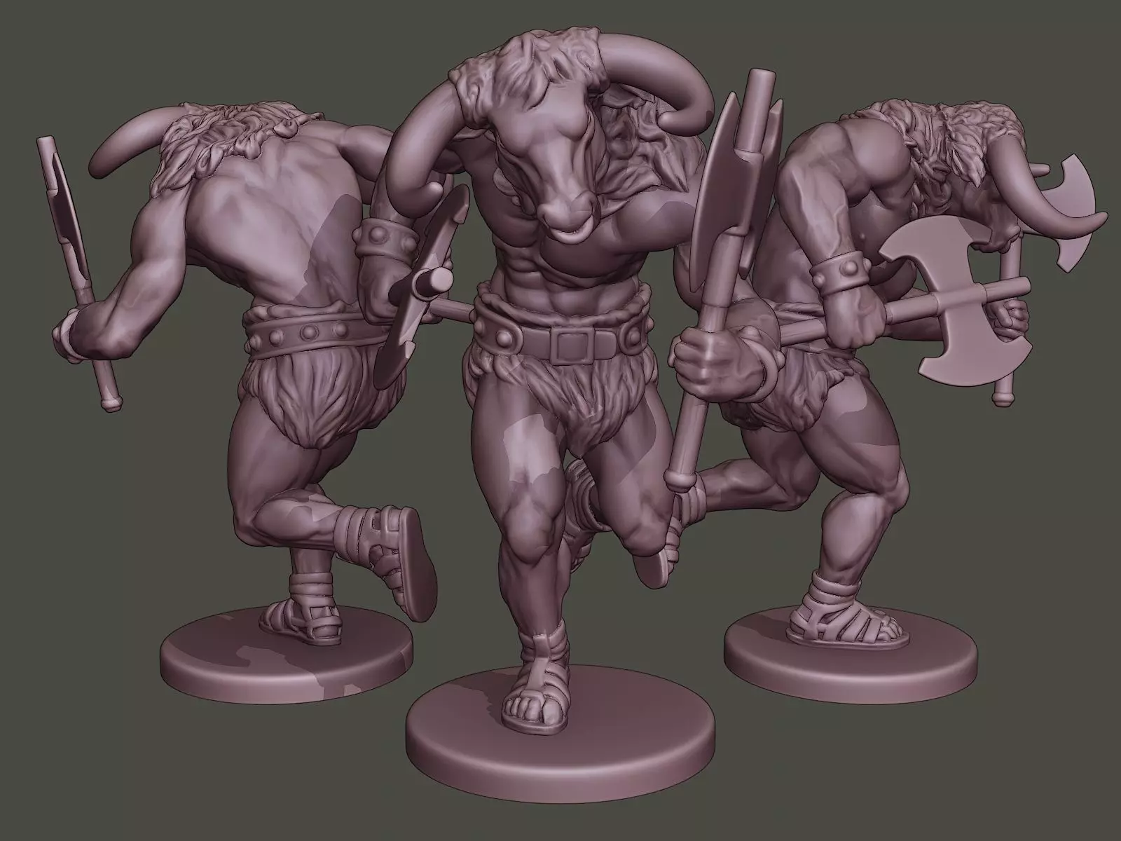 Minotaur Warrior Running two Axes 3D print model