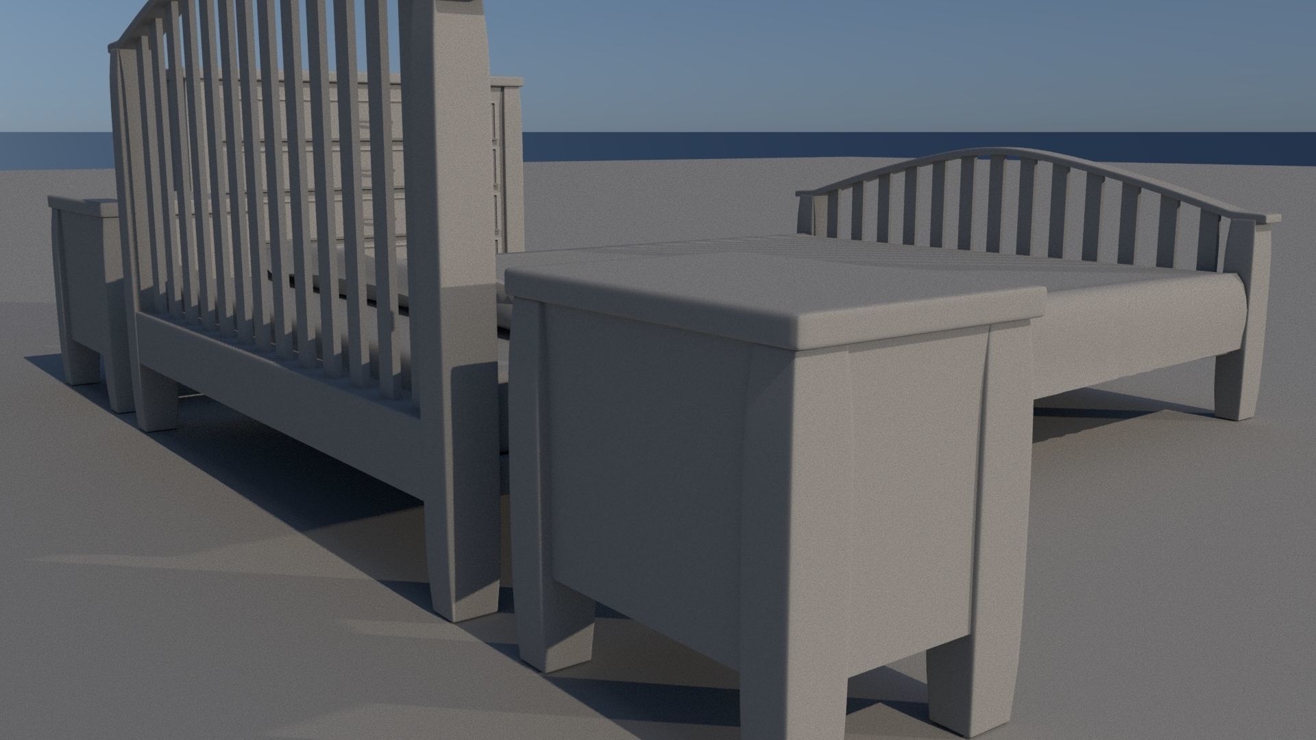 Room set bed and dresser Low-poly 3D model_8