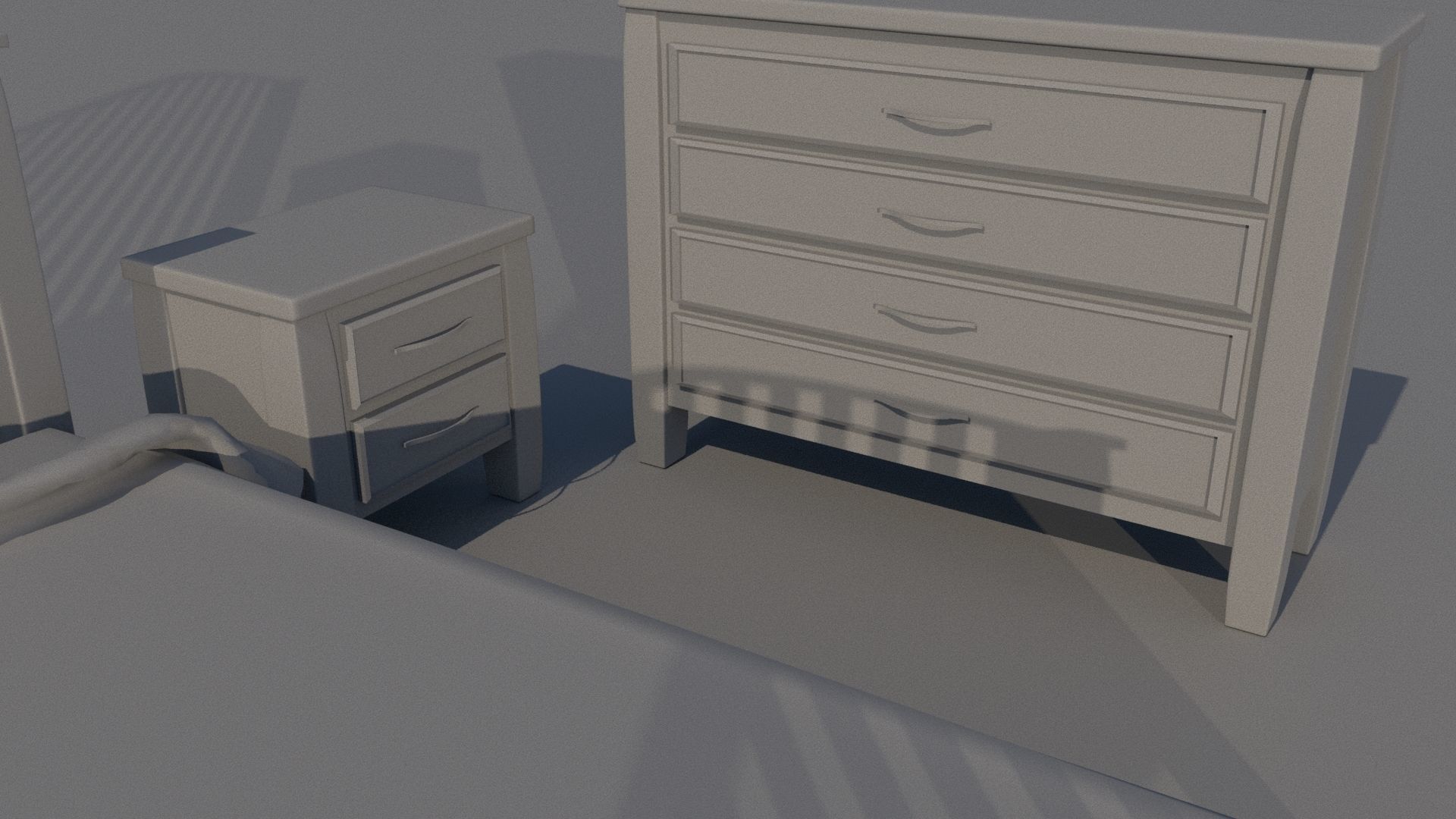 Room set bed and dresser Low-poly 3D model_11