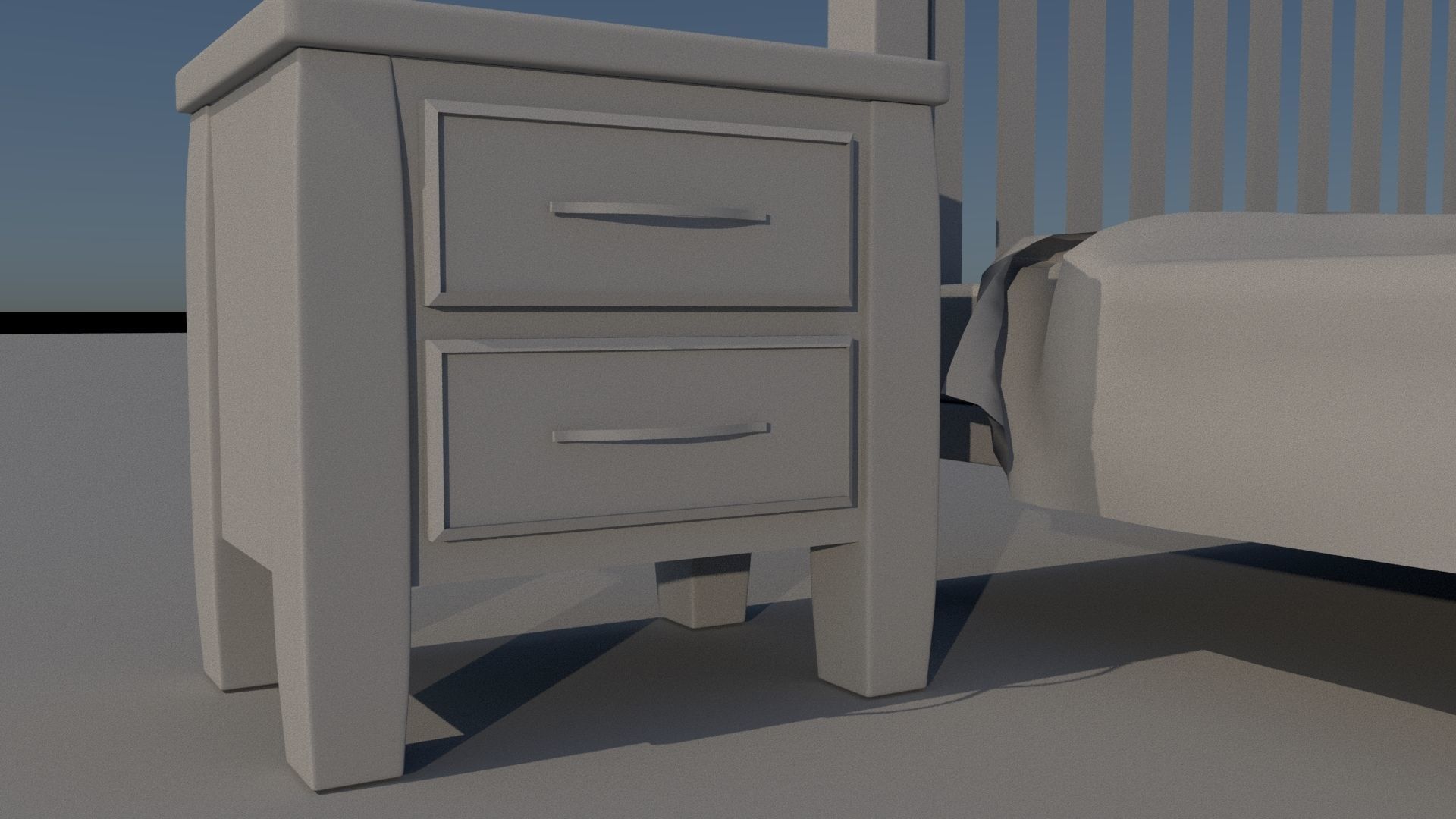 Room set bed and dresser Low-poly 3D model_10