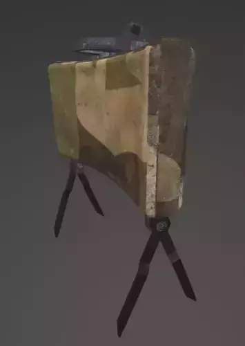 claymore camouflage bag on tripod Low-poly 3D model