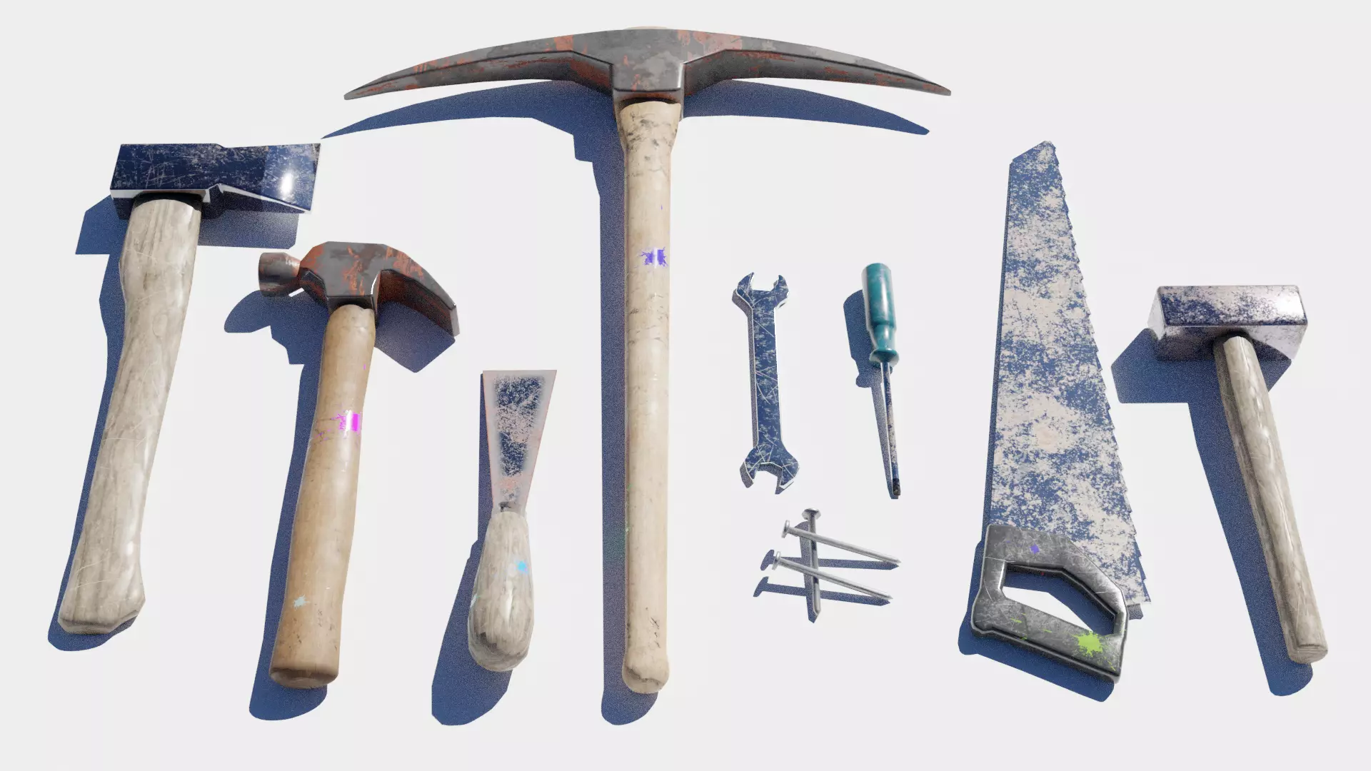 Garage Tools Set Low-poly 3D model_0
