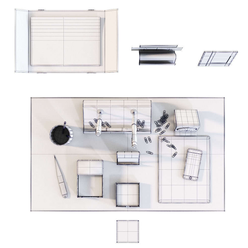 Desk Set for Executive  Director 3D model_6