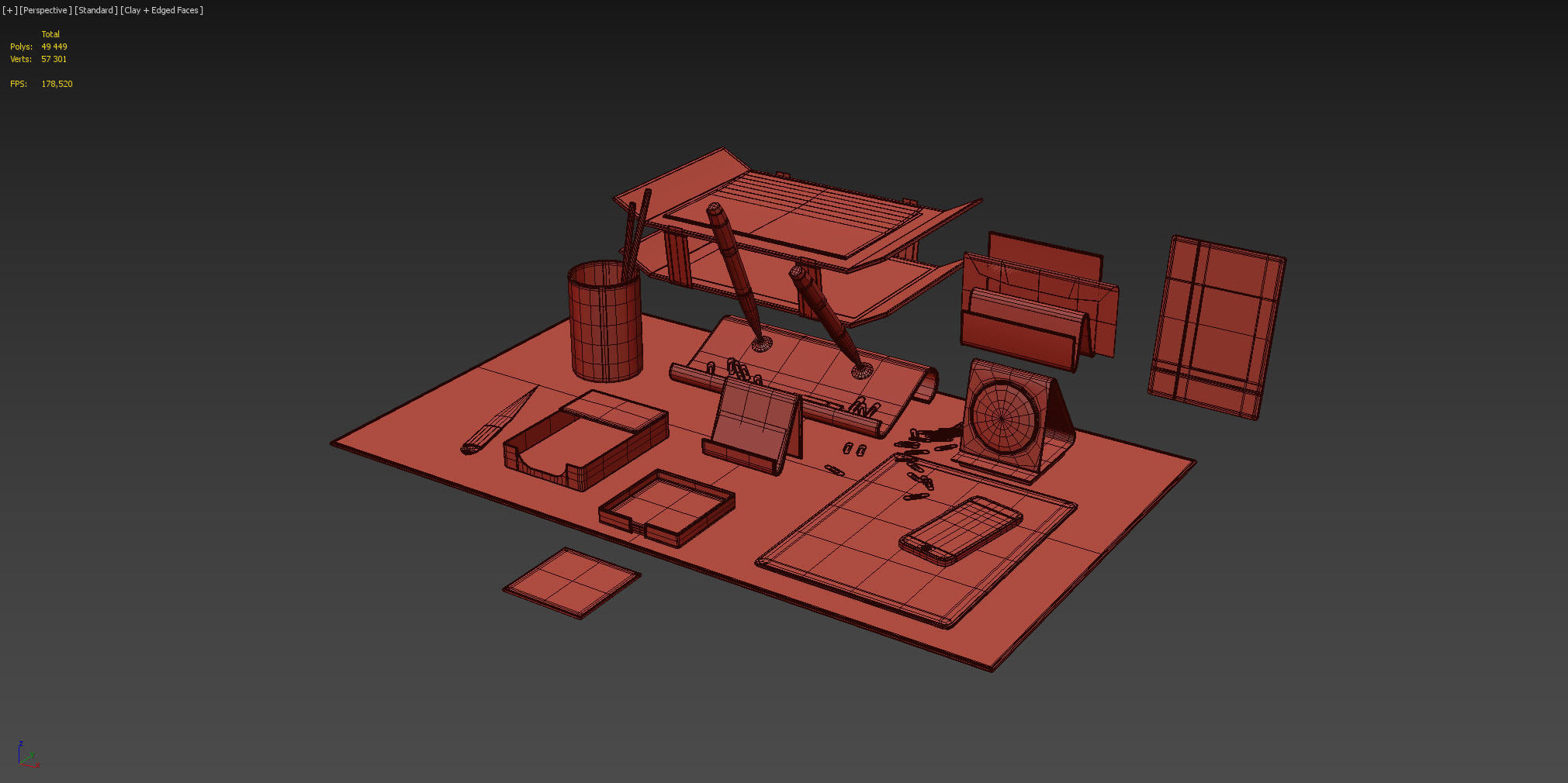 Desk Set for Executive  Director 3D model_8
