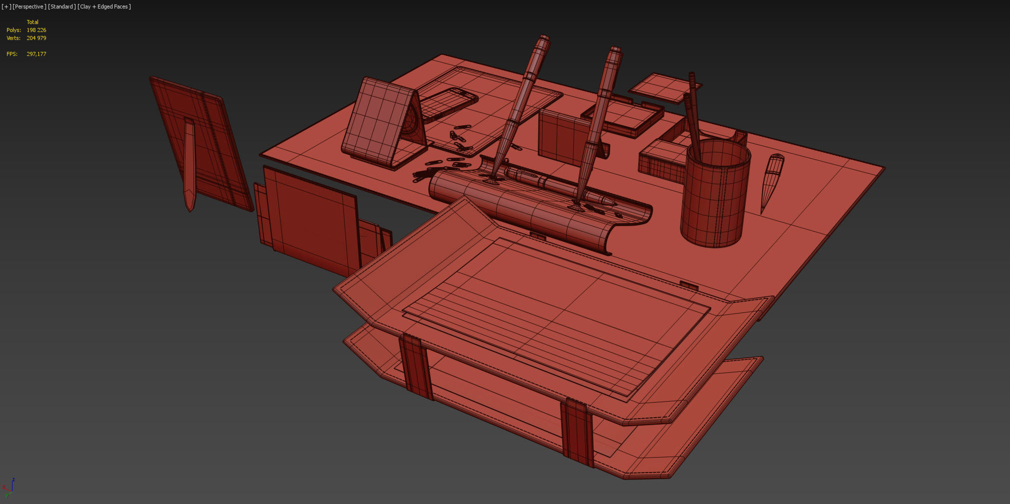 Desk Set for Executive  Director 3D model_11