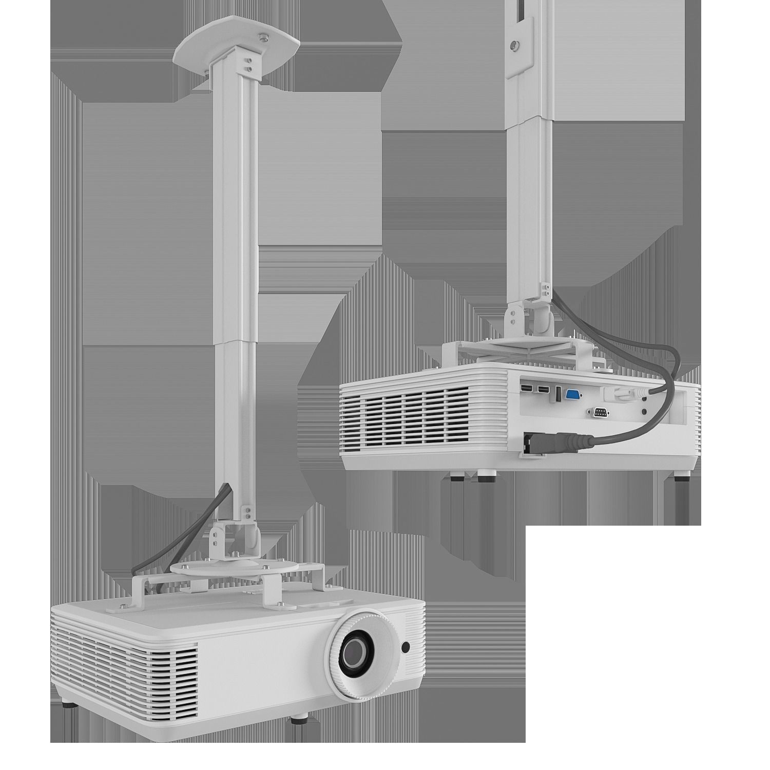 Projector two projectors Low-poly 3D model_2