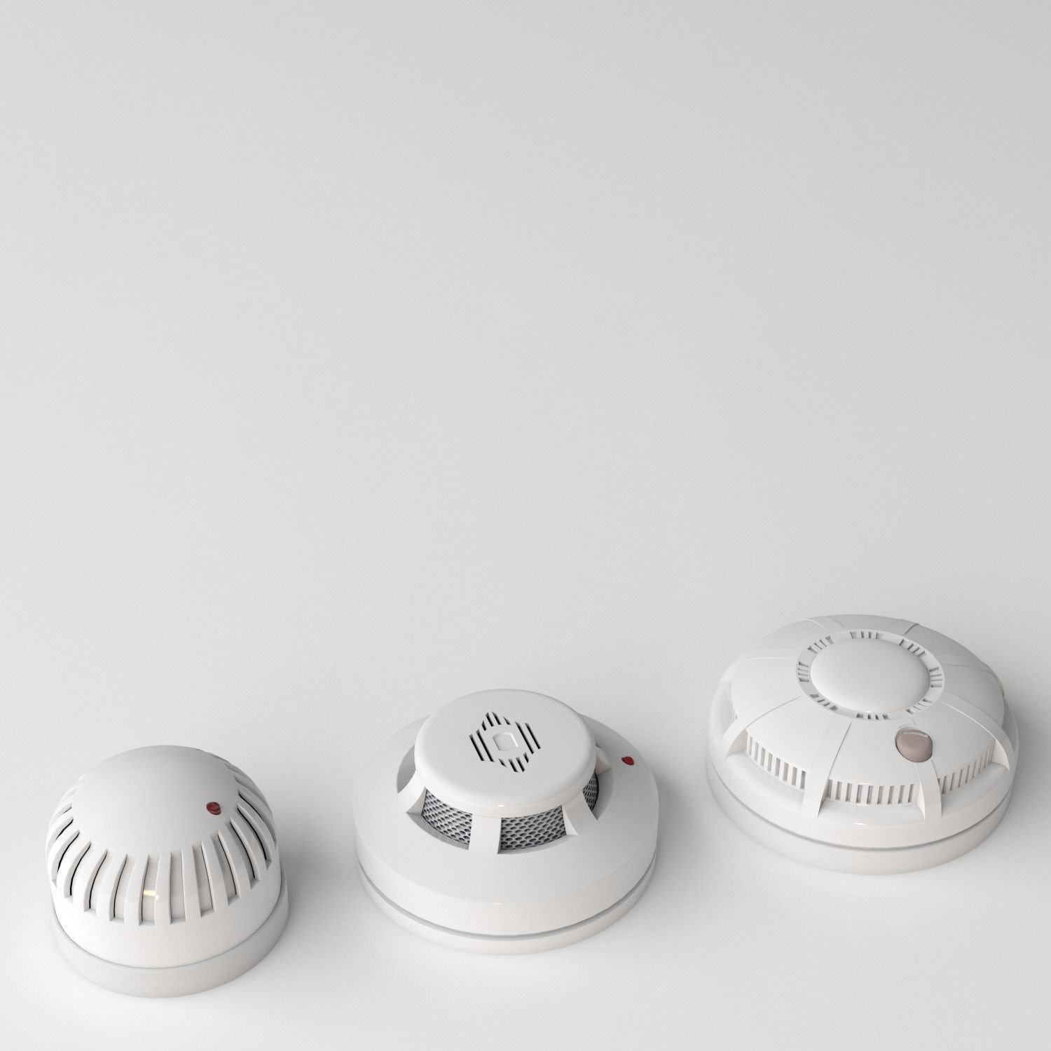 Sensor Set smoke and carbon monoxide detectors Low-poly 3D model_3