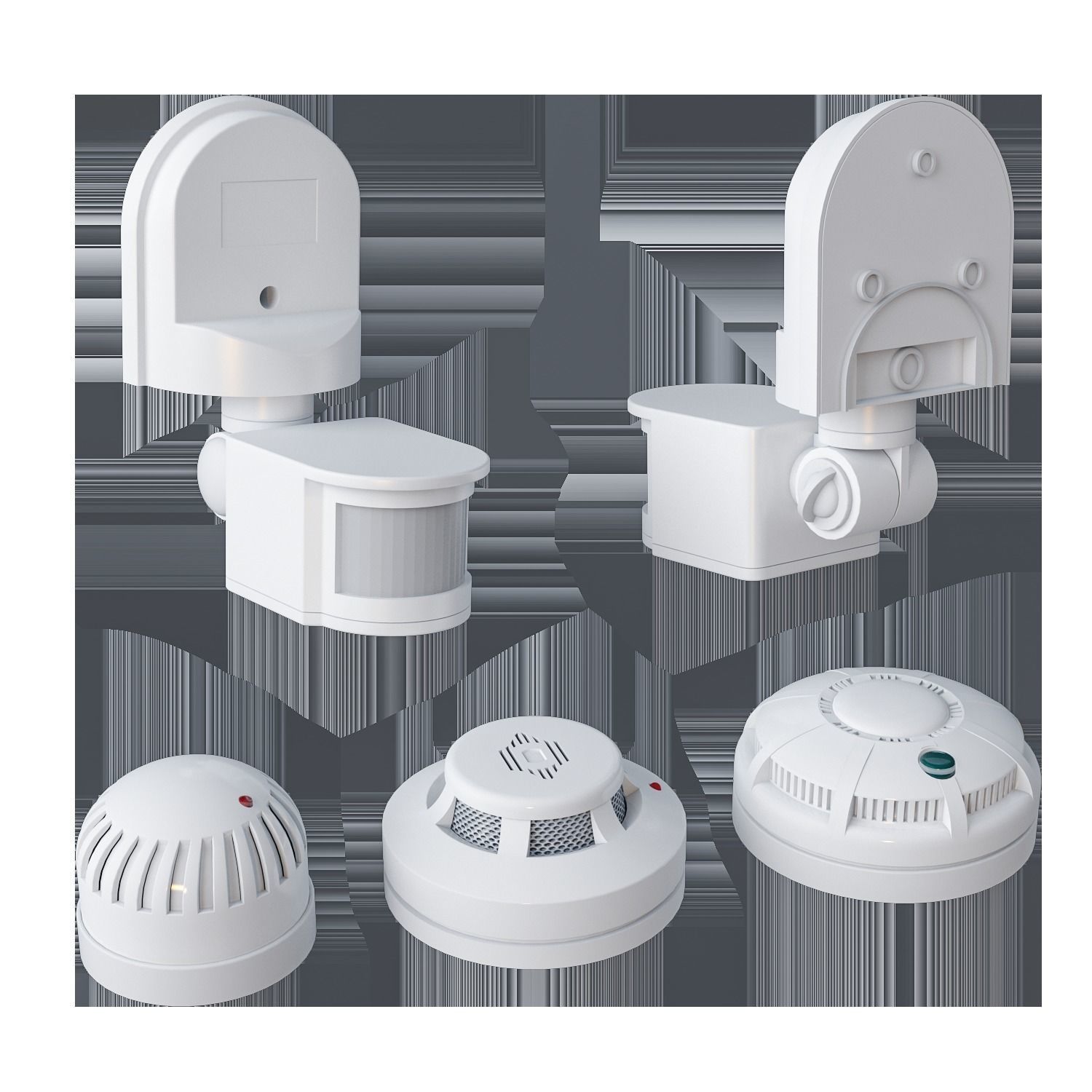 Sensor Set smoke and carbon monoxide detectors Low-poly 3D model_2