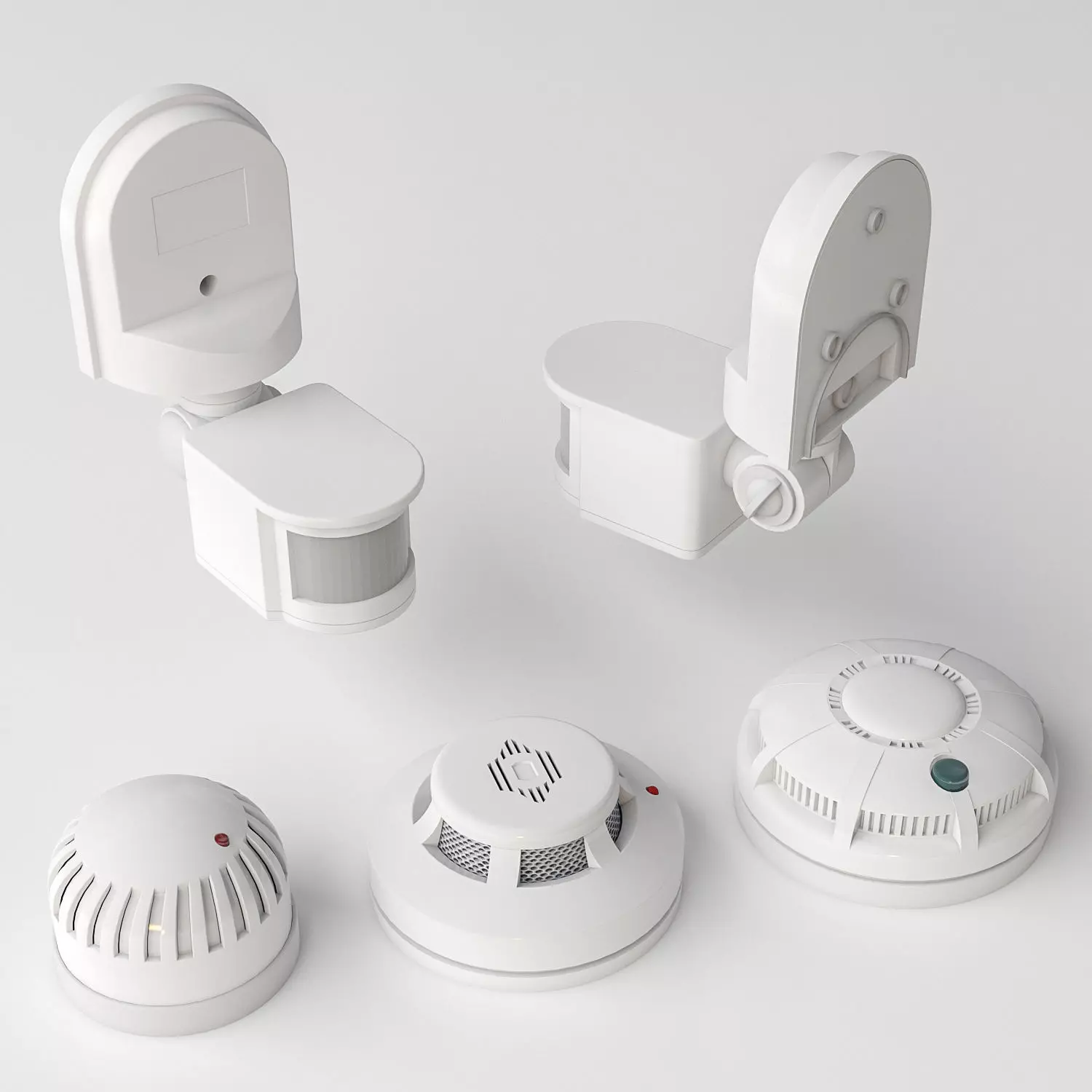 Sensor Set smoke and carbon monoxide detectors Low-poly 3D model_0