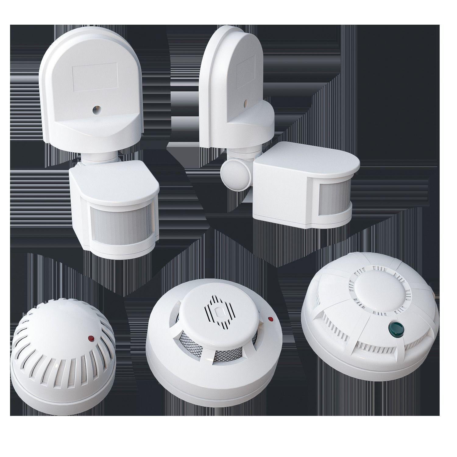 Sensor Set smoke and carbon monoxide detectors Low-poly 3D model_5