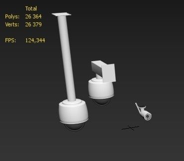 Set of surveillance cameras Low-poly 3D model_3