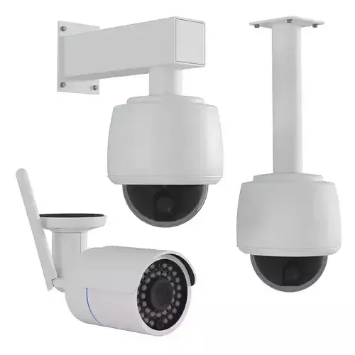 Set of surveillance cameras Low-poly 3D model