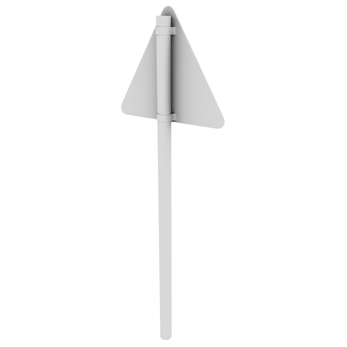 Road Narrows Sign 3D model_4