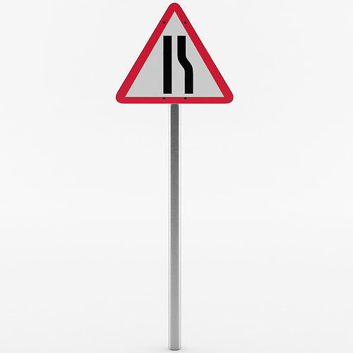 Road Narrows Sign 3D model