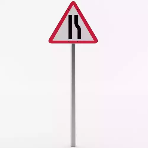 Road Narrows Sign 3D model