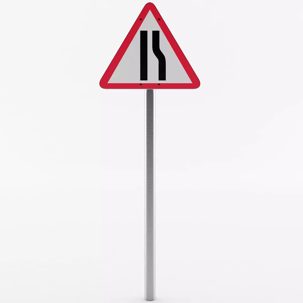 Road Narrows Sign 3D model_0