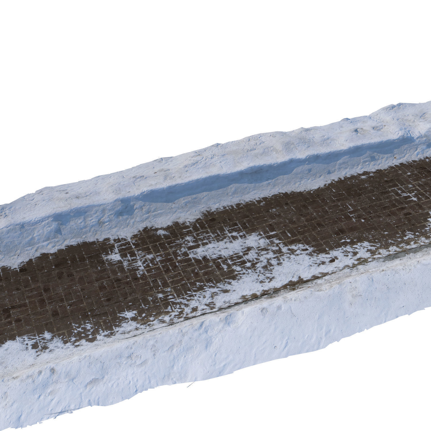 Snow-covered sidewalk 3D model_9
