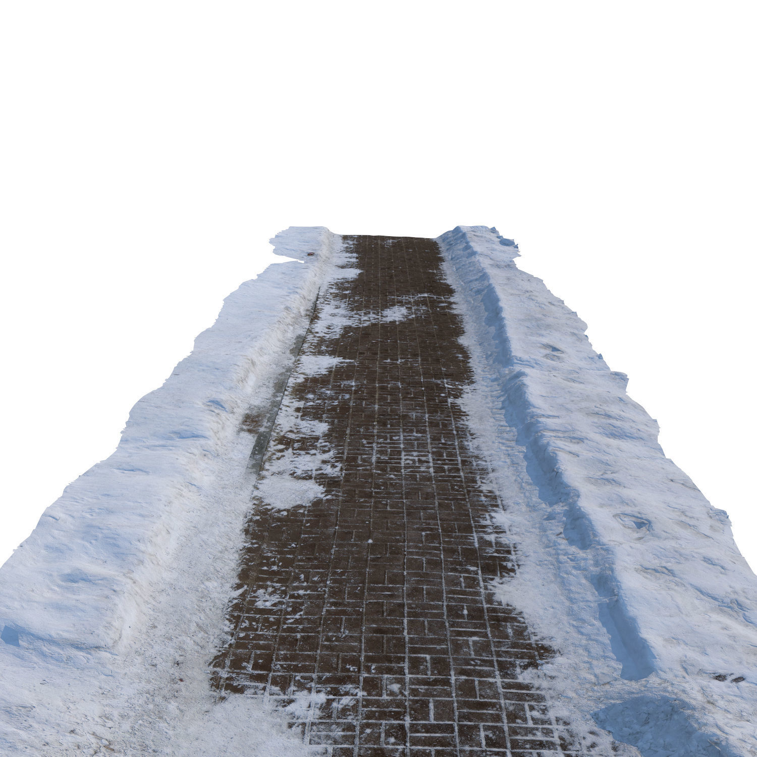 Snow-covered sidewalk 3D model_5