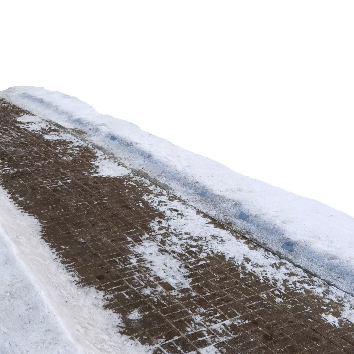 Snow-covered sidewalk 3D model_0
