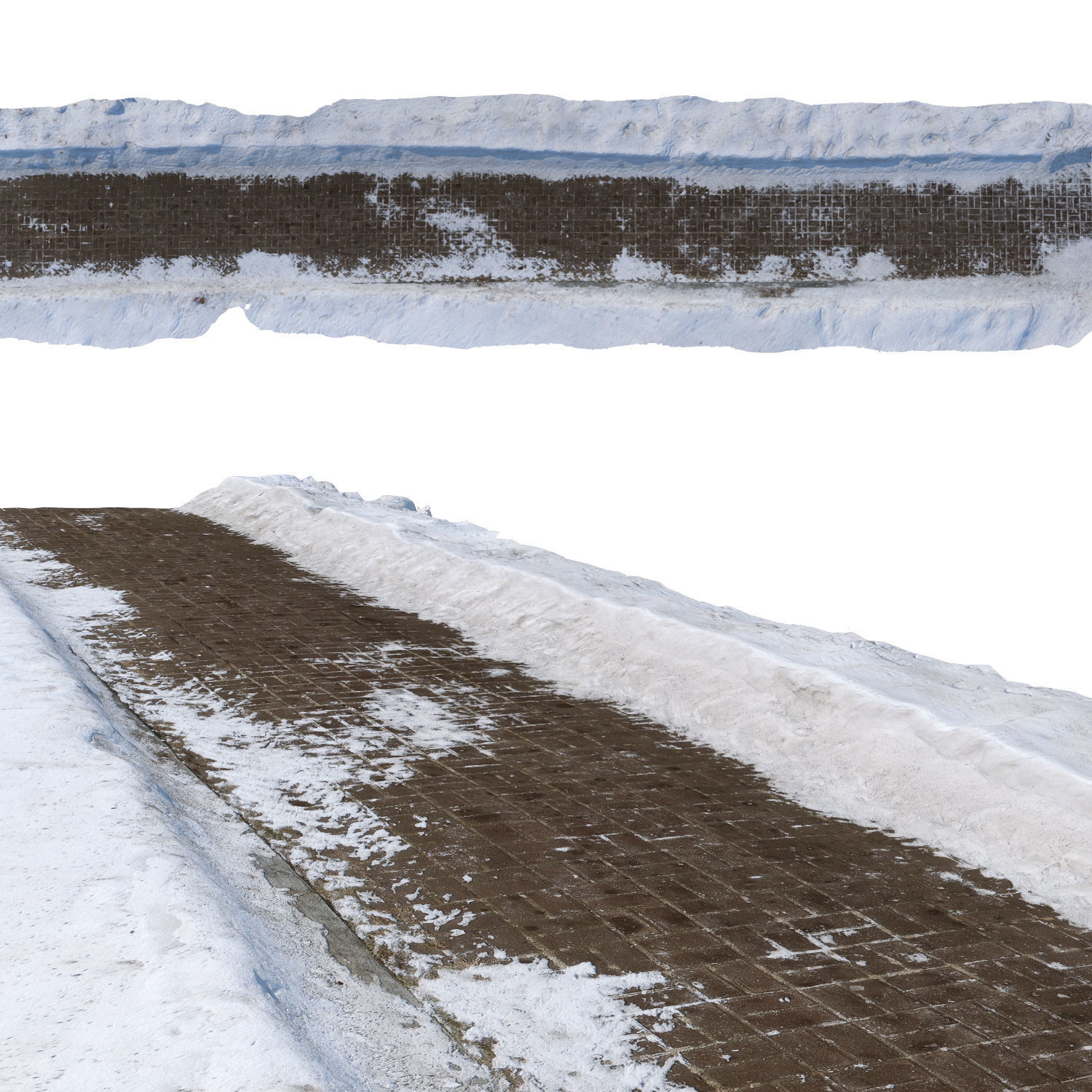 Snow-covered sidewalk 3D model_1