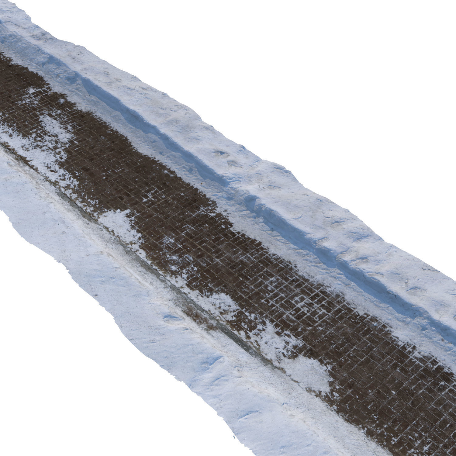Snow-covered sidewalk 3D model_6