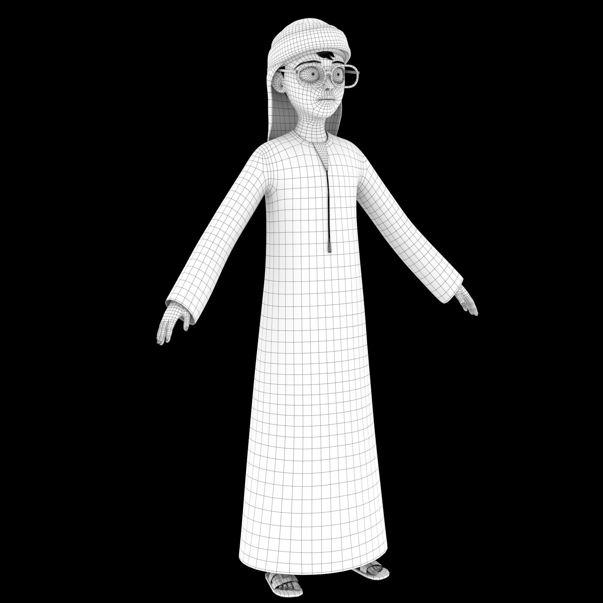 Stylized Arab Boy For Production Low-poly 3D model_7