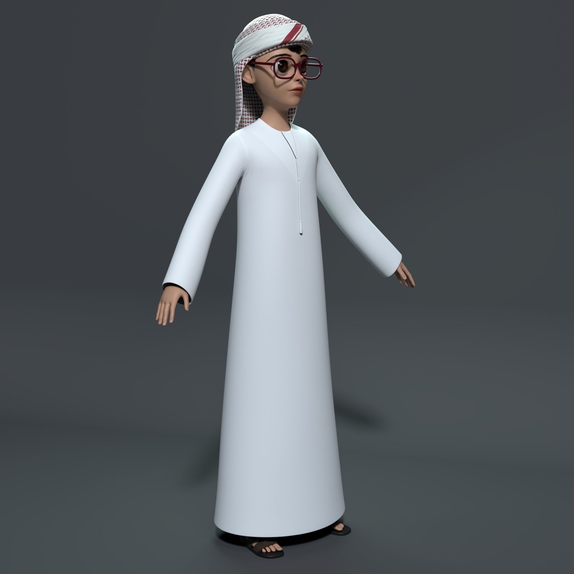Stylized Arab Boy For Production Low-poly 3D model_3