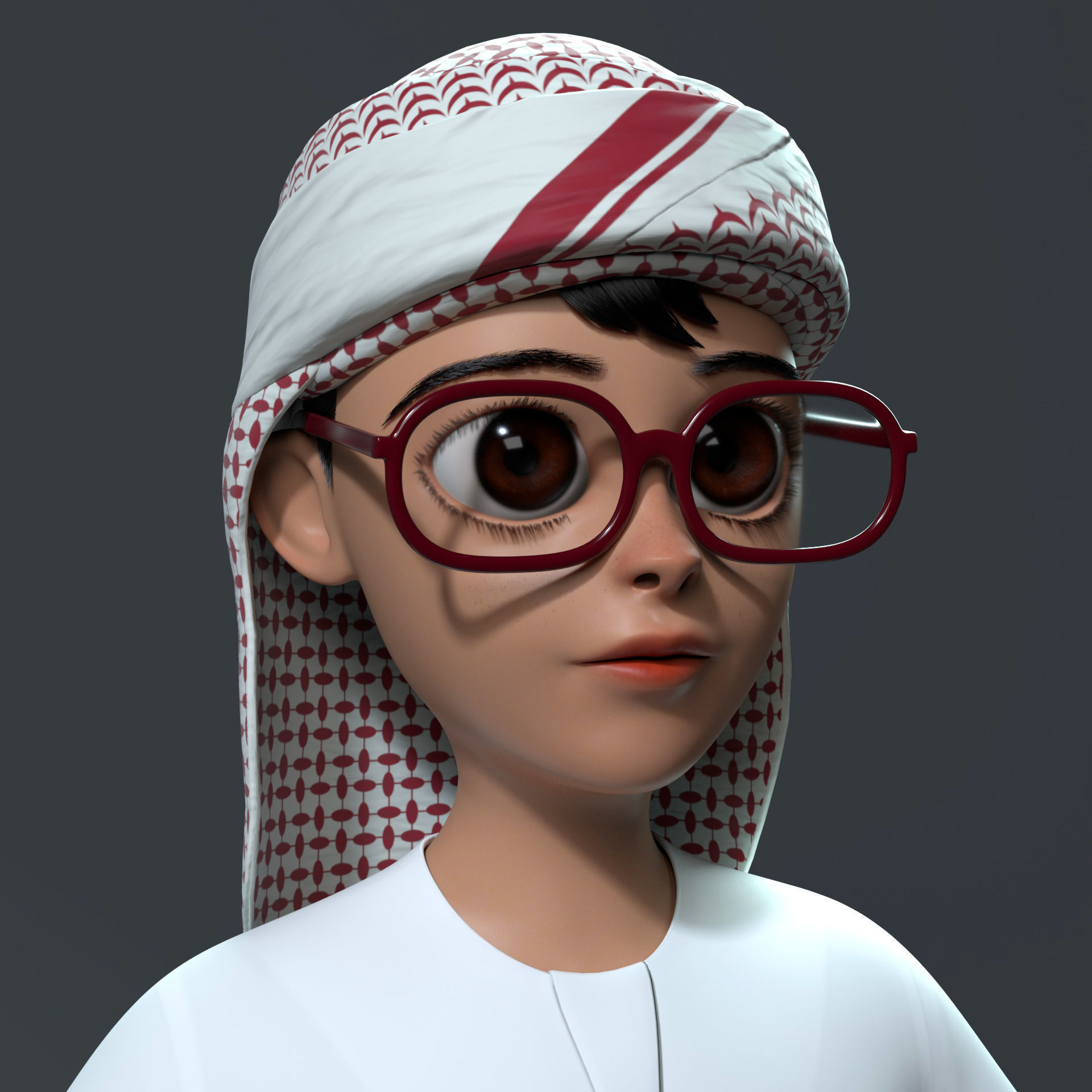 Stylized Arab Boy For Production Low-poly 3D model_1