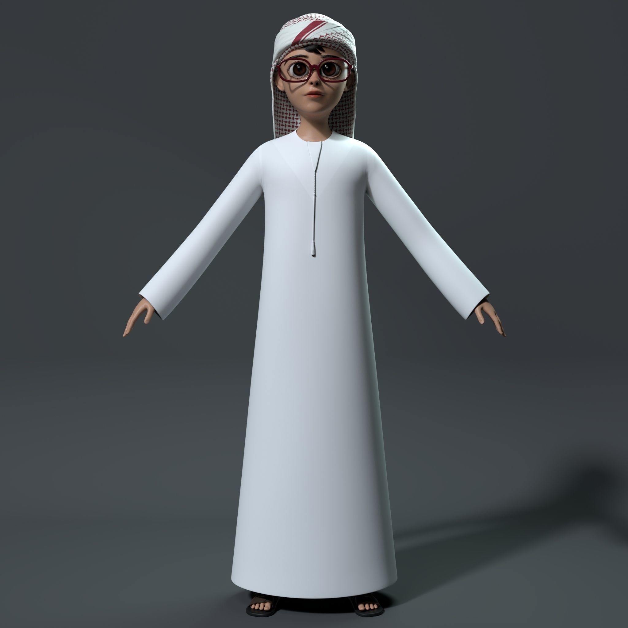 Stylized Arab Boy For Production Low-poly 3D model_2