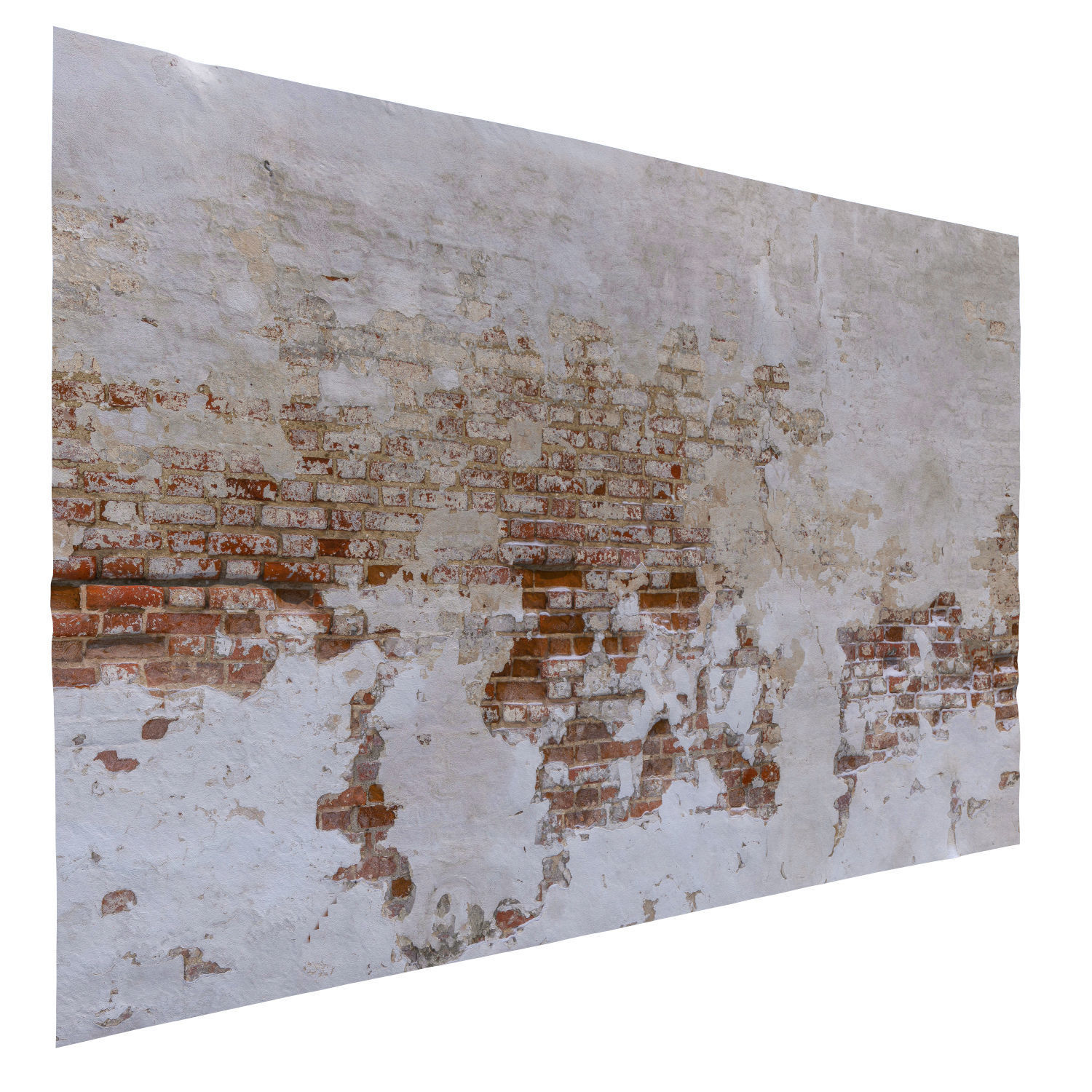 Brick wall with plaster Low-poly 3D model_1