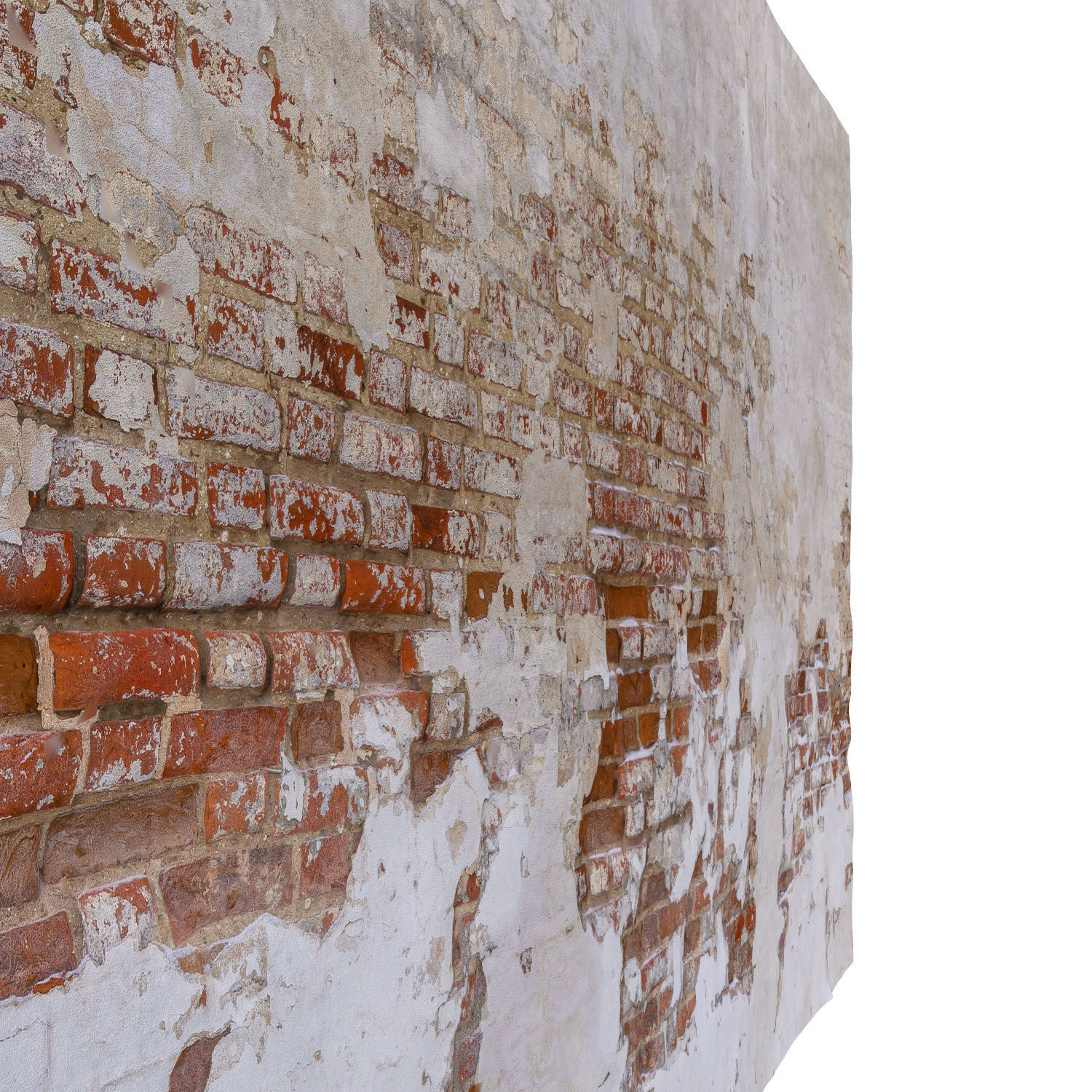 Brick wall with plaster Low-poly 3D model_4