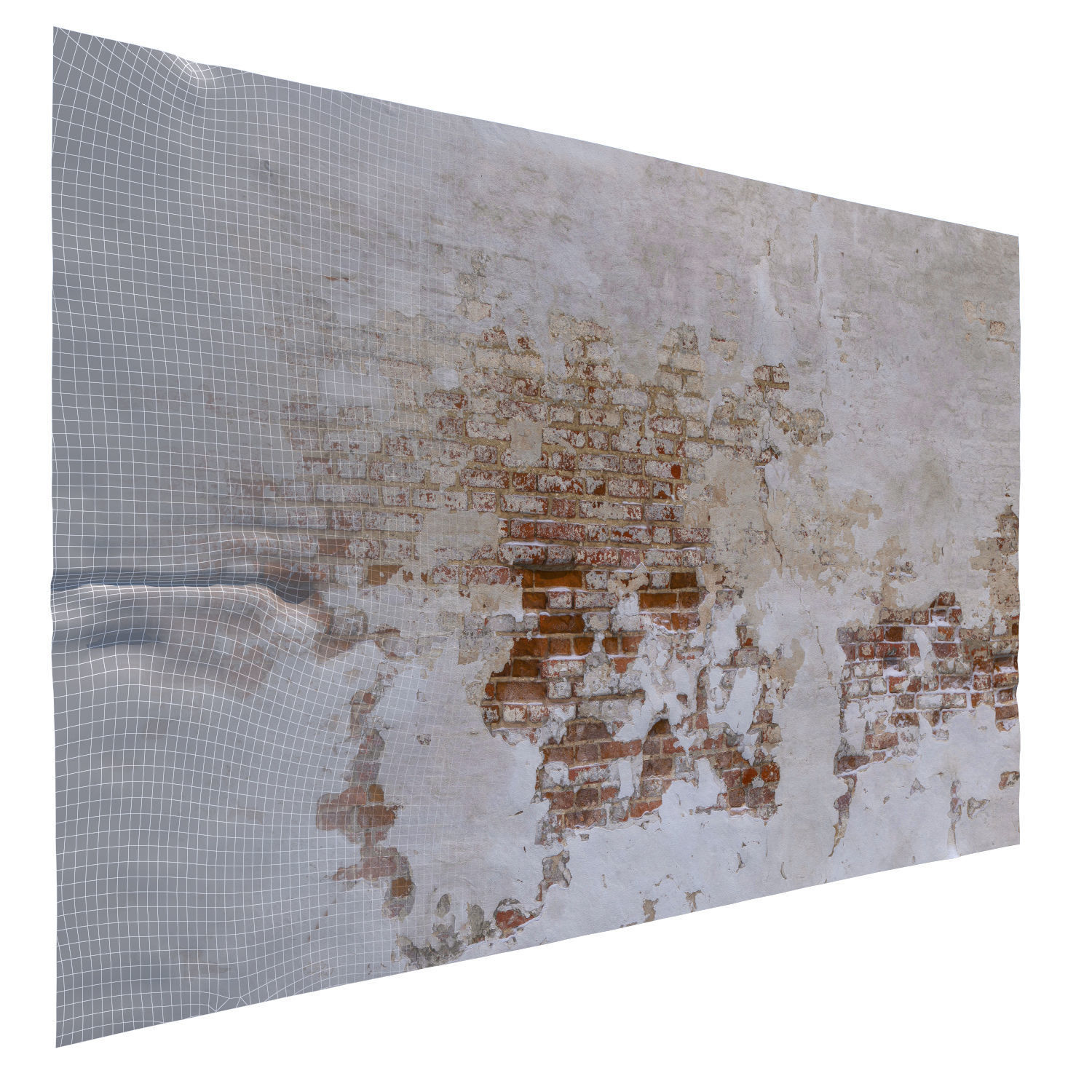 Brick wall with plaster Low-poly 3D model_9