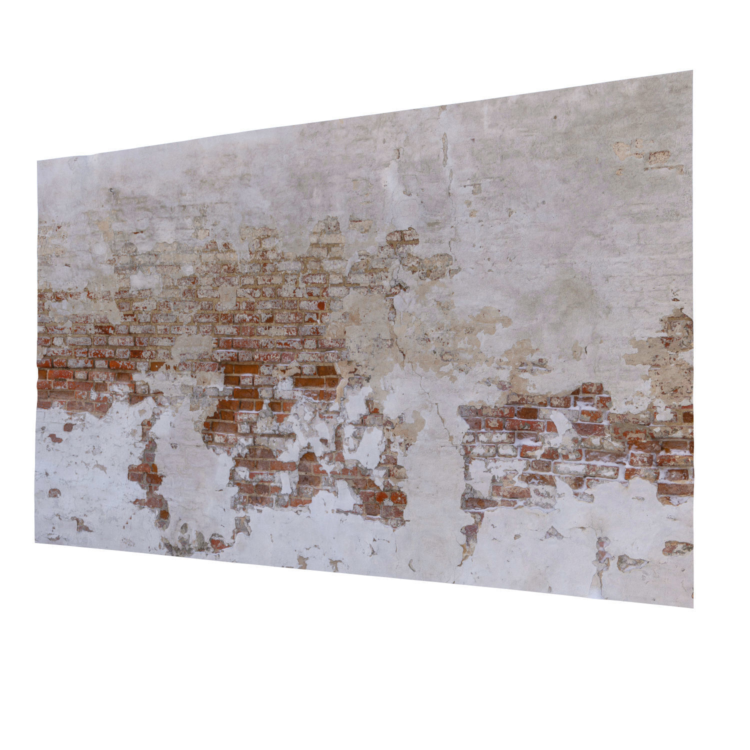 Brick wall with plaster Low-poly 3D model_5