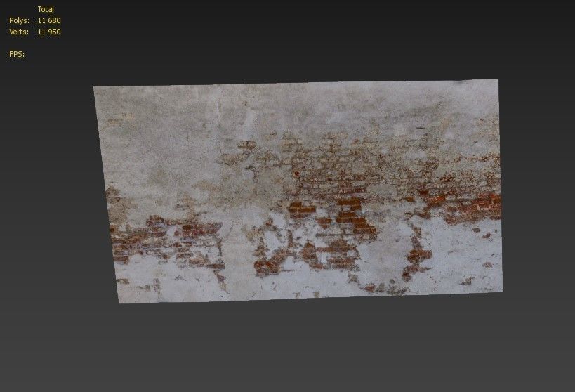 Brick wall with plaster Low-poly 3D model_11