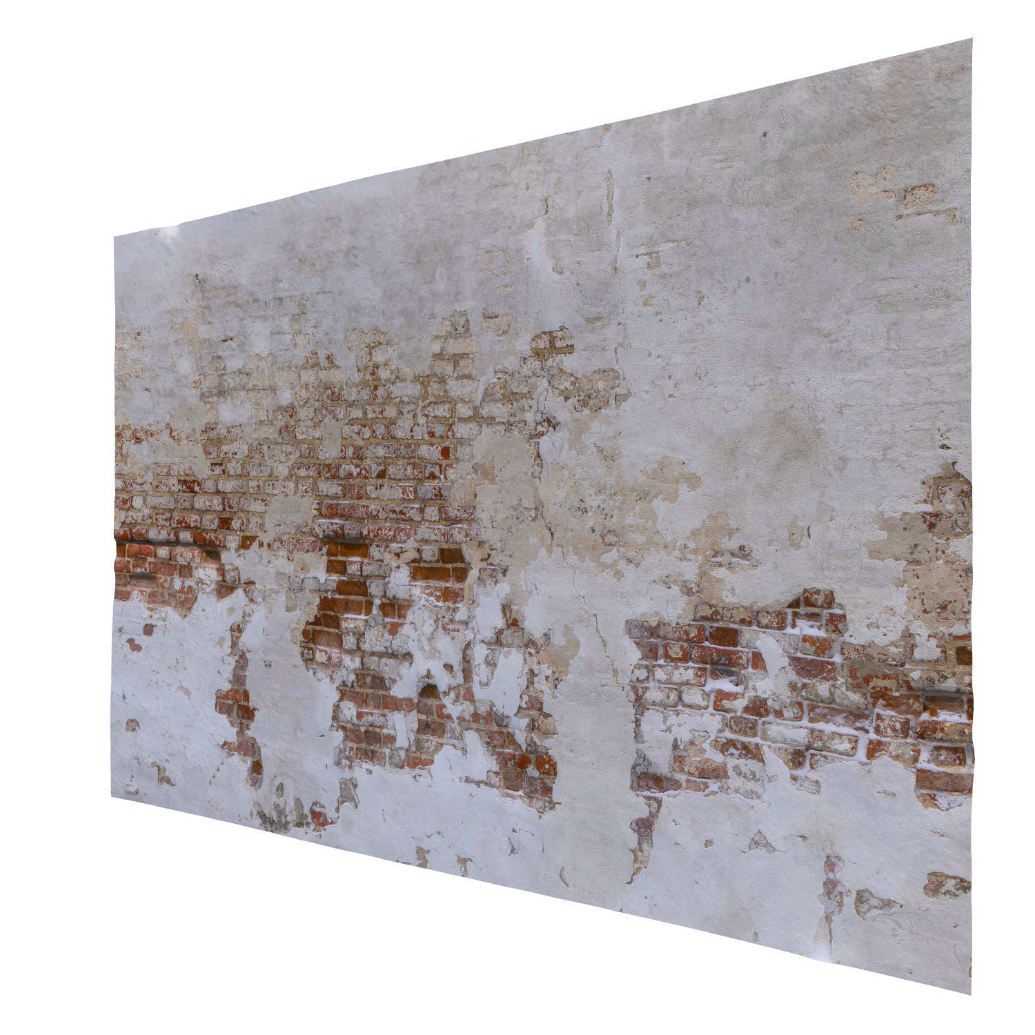 Brick wall with plaster Low-poly 3D model_8
