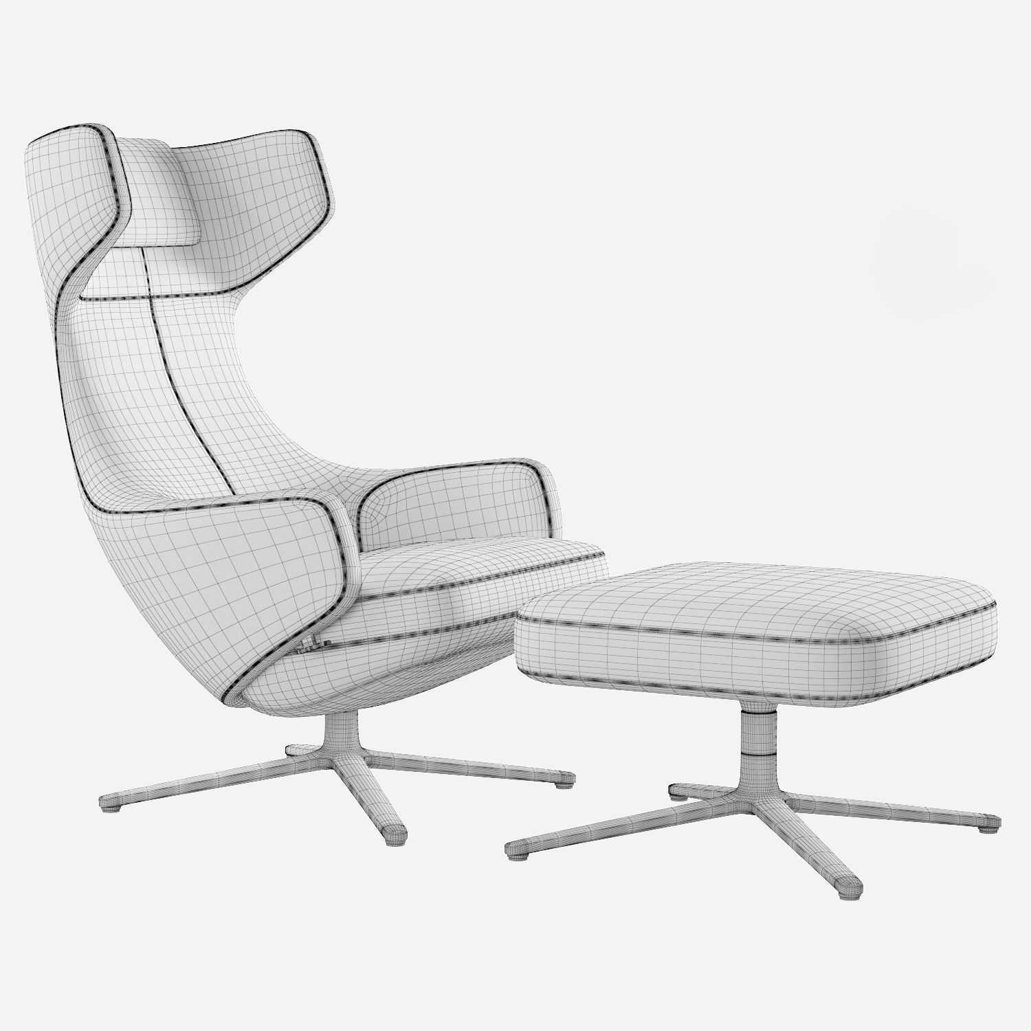 Grand repos Antonio Citterio Vitra and Ottoman 3D model_4