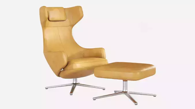 Grand repos Antonio Citterio Vitra and Ottoman 3D model Grand repos Antonio Citterio Vitra and Ottoman 3D model