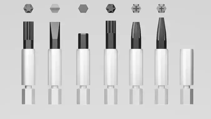 Screwdriver tops  set Low-poly 3D model