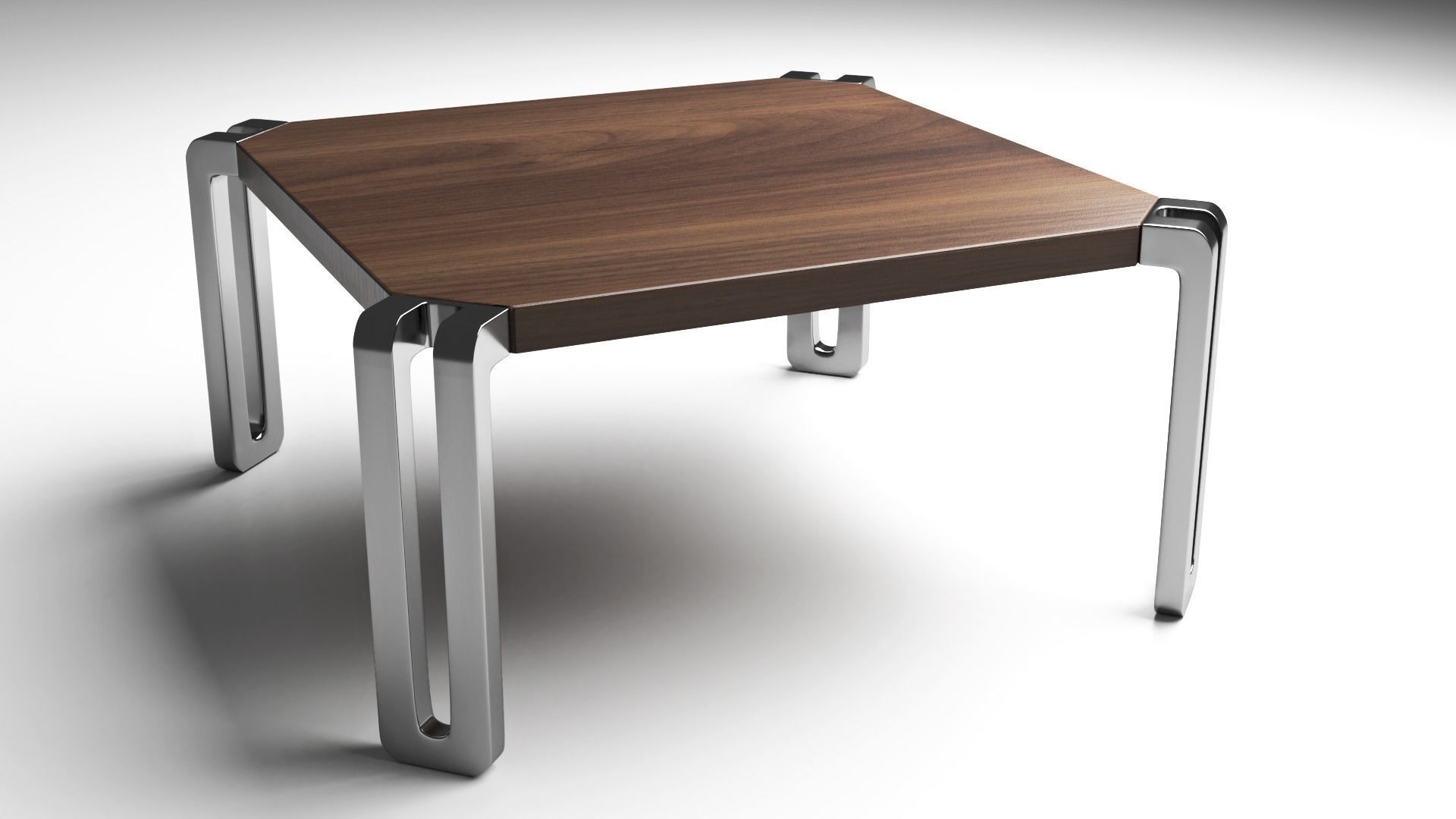 table with metal legs and wooden top 3D model_3