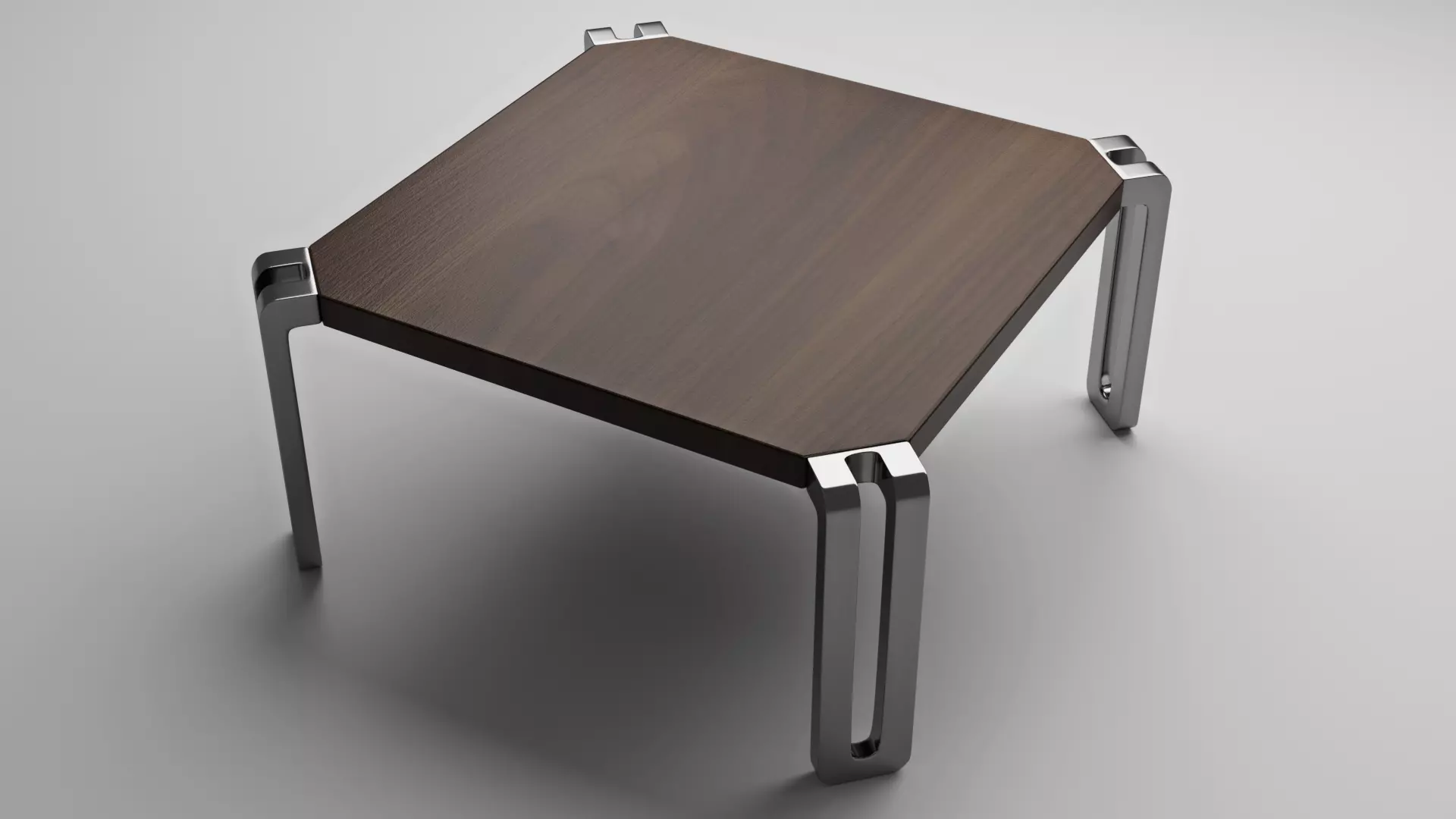 table with metal legs and wooden top 3D model_0