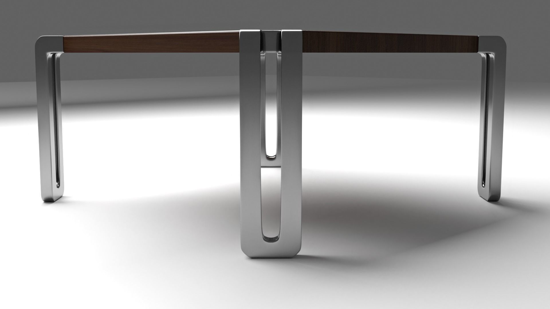 table with metal legs and wooden top 3D model_2