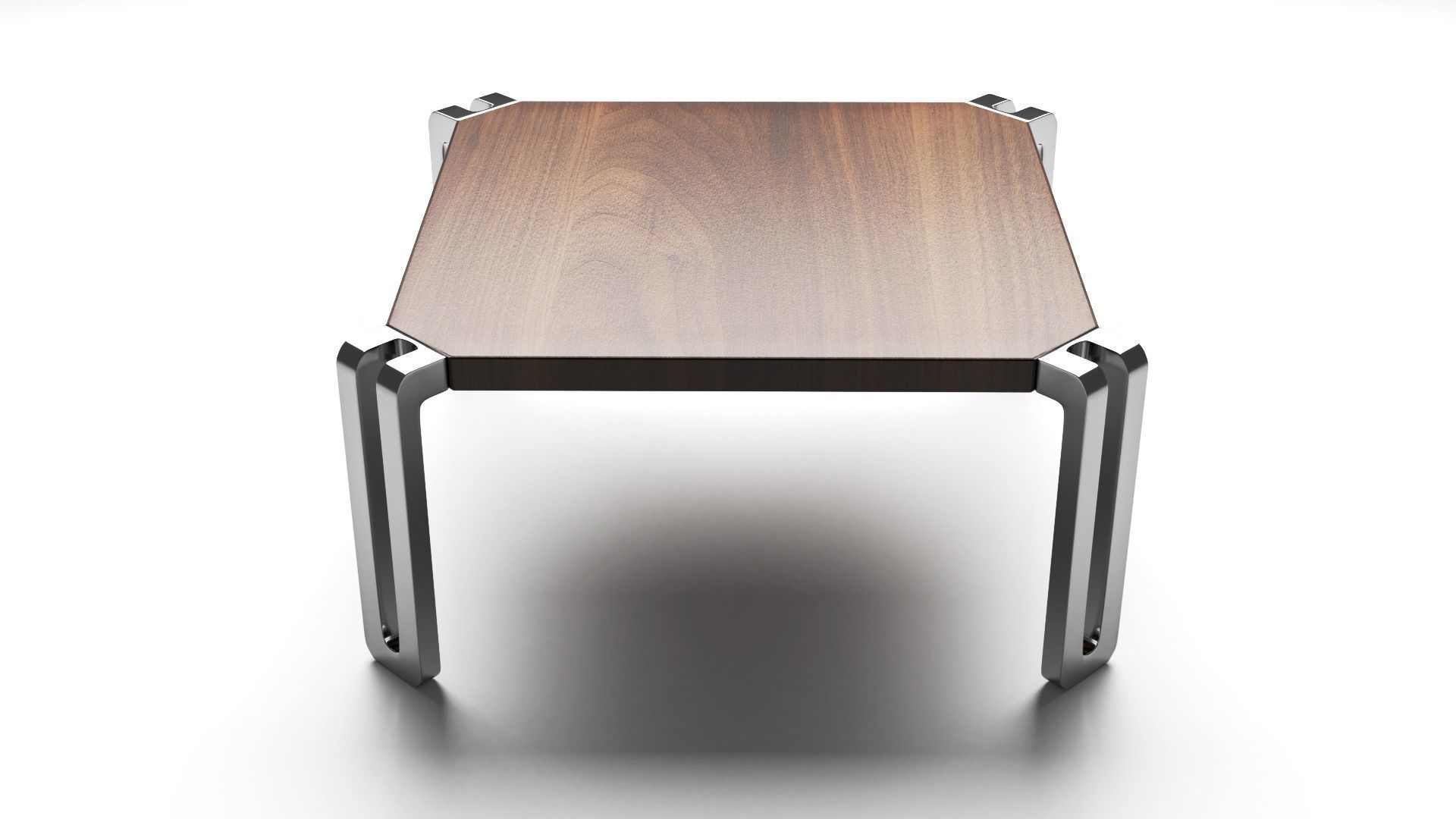 table with metal legs and wooden top 3D model_1