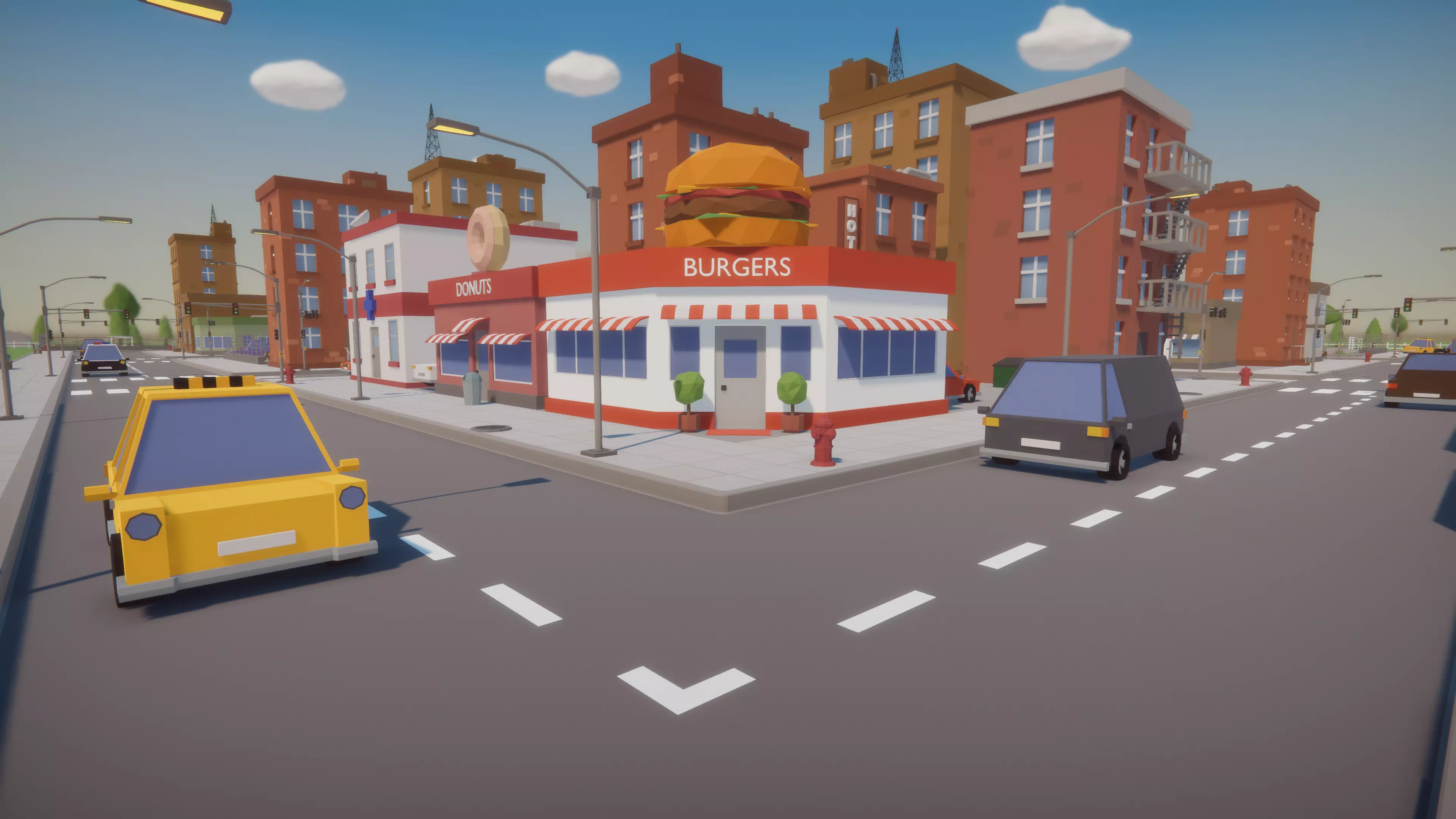 Low Poly Cartoon City Low-poly 3D model_0