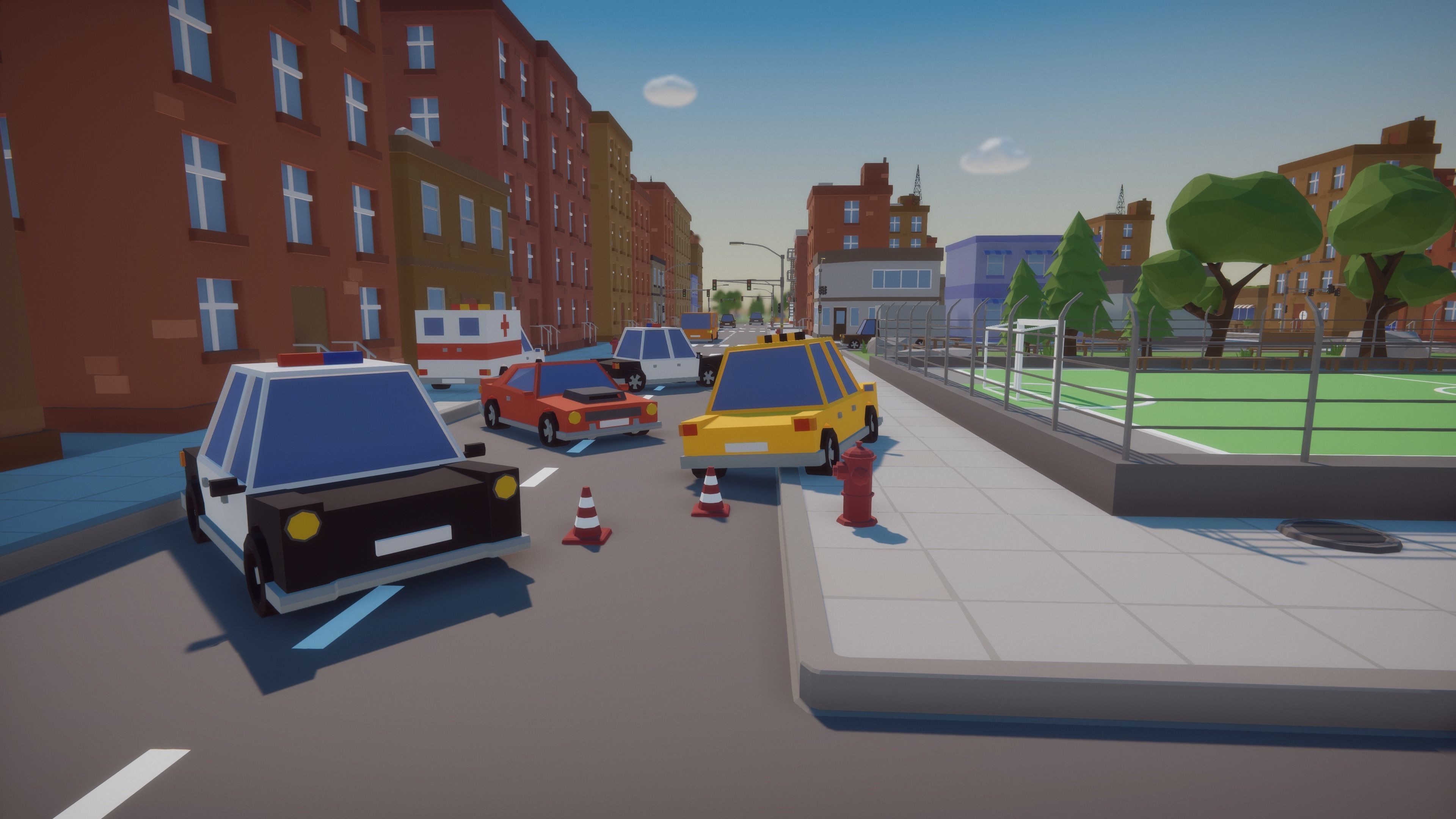 Low Poly Cartoon City Low-poly 3D model_5