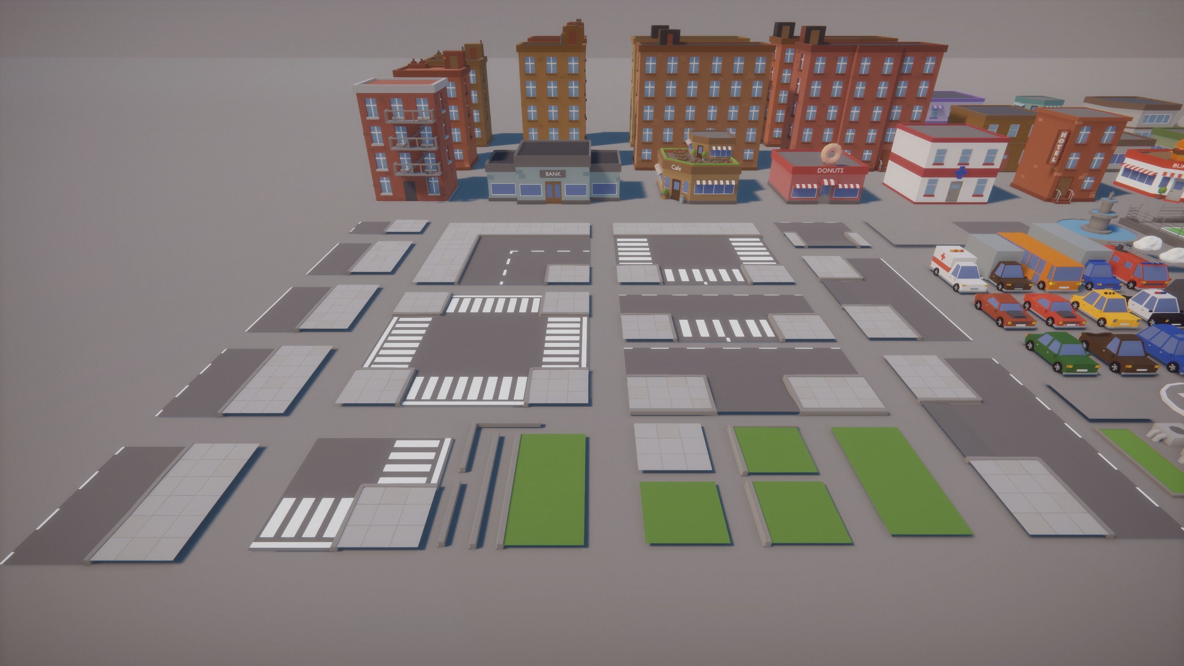Low Poly Cartoon City Low-poly 3D model_11