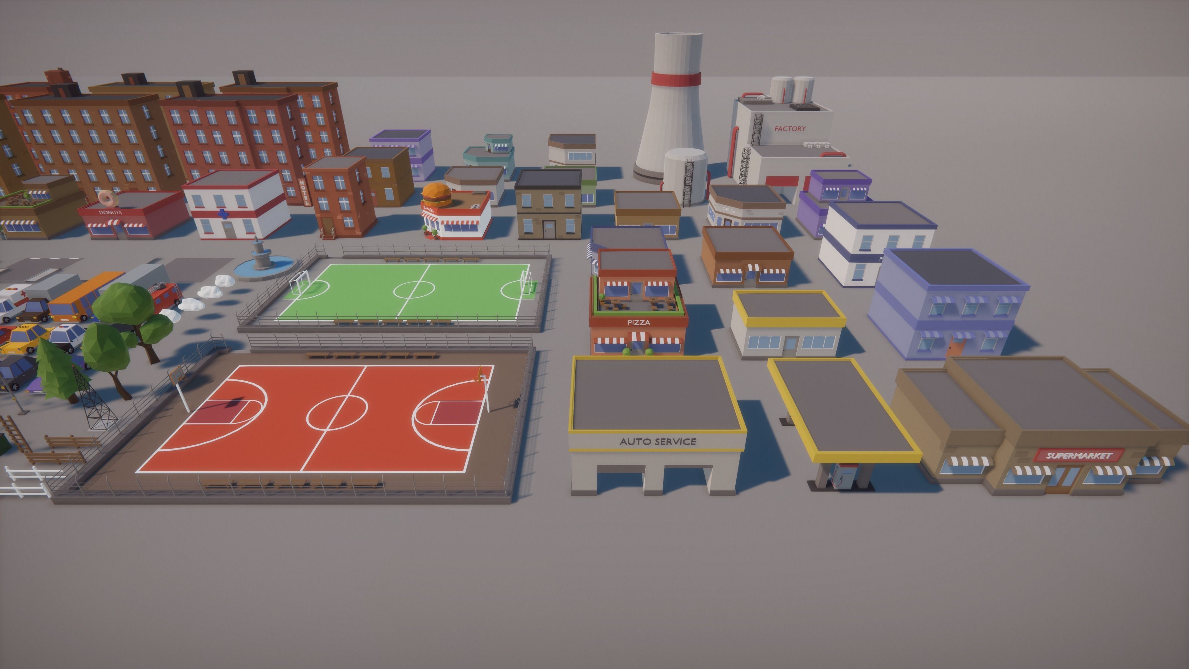 Low Poly Cartoon City Low-poly 3D model_13