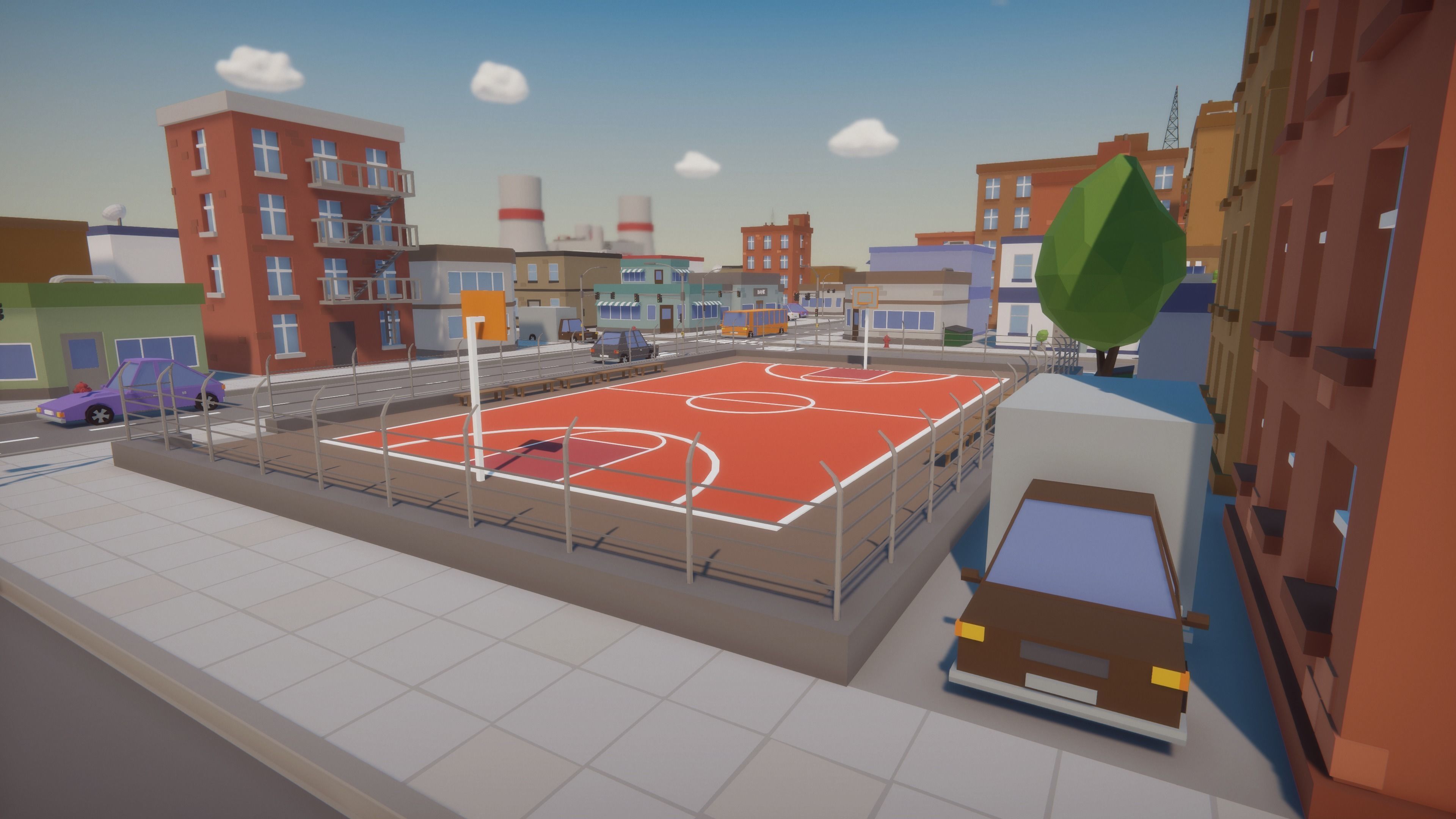 Low Poly Cartoon City Low-poly 3D model_8