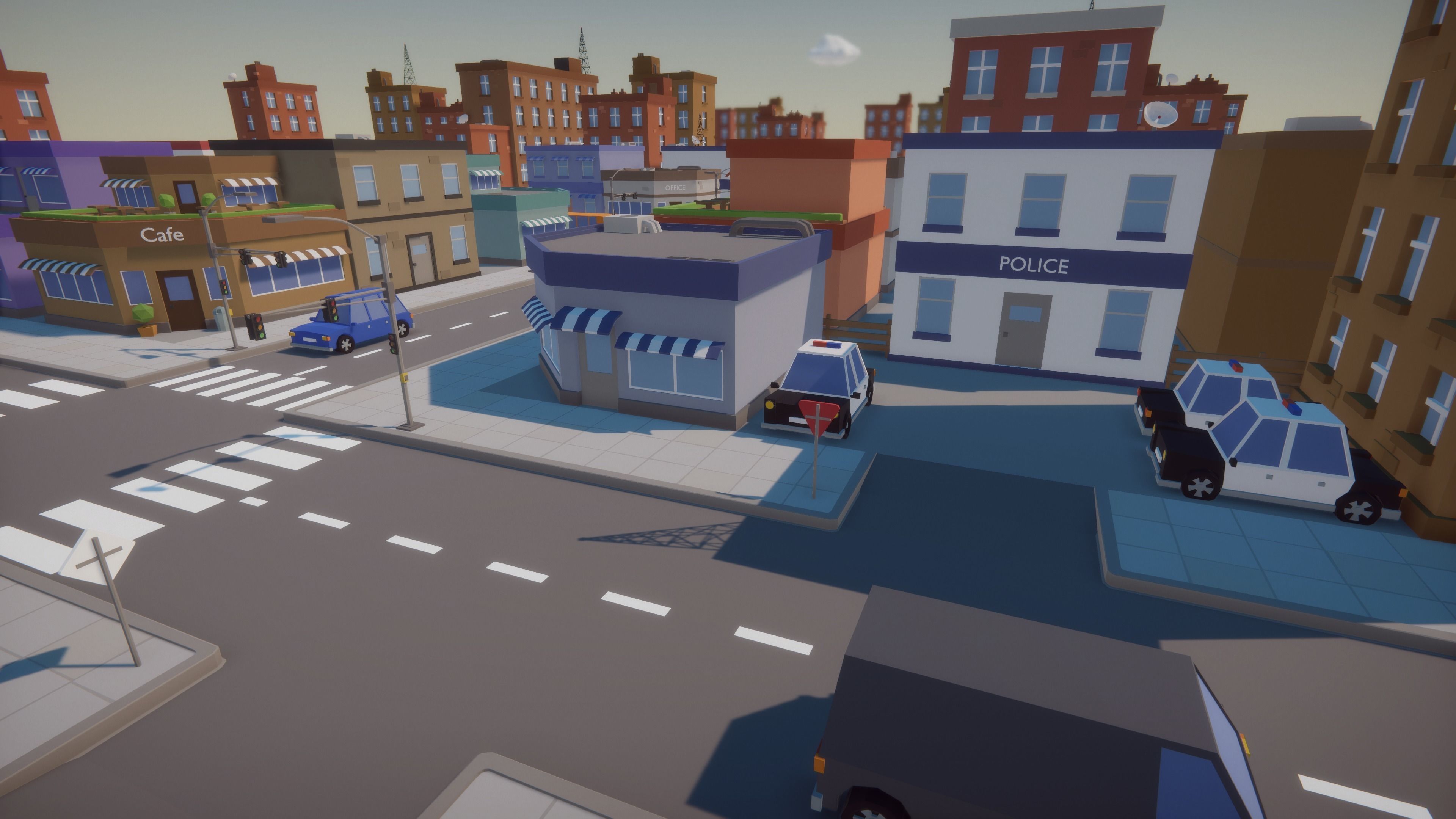 Low Poly Cartoon City Low-poly 3D model_6